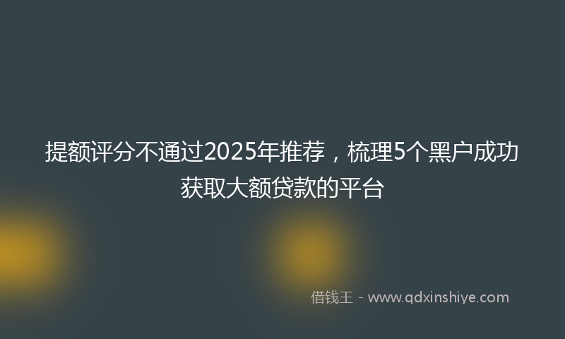 提额评分不通过2025年推荐，梳理5个黑户成功获取大额贷款的平台