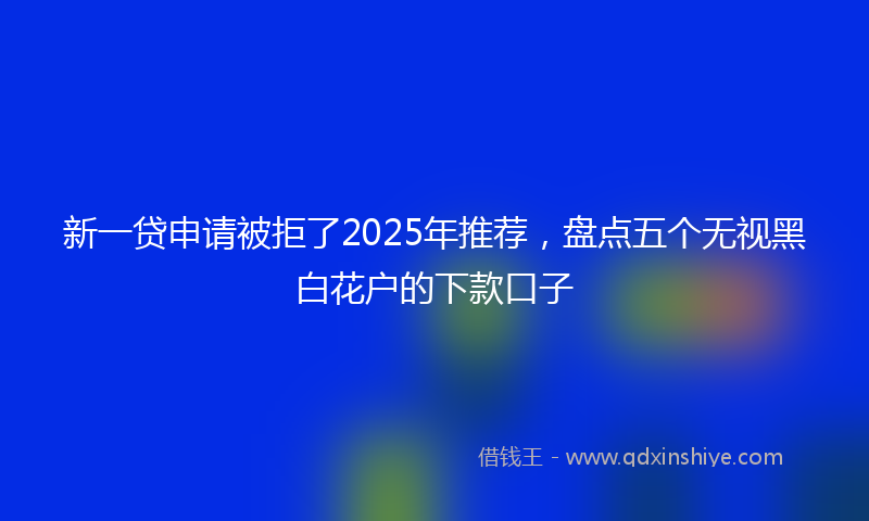 新一贷申请被拒了2025年推荐，盘点五个无视黑白花户的下款口子