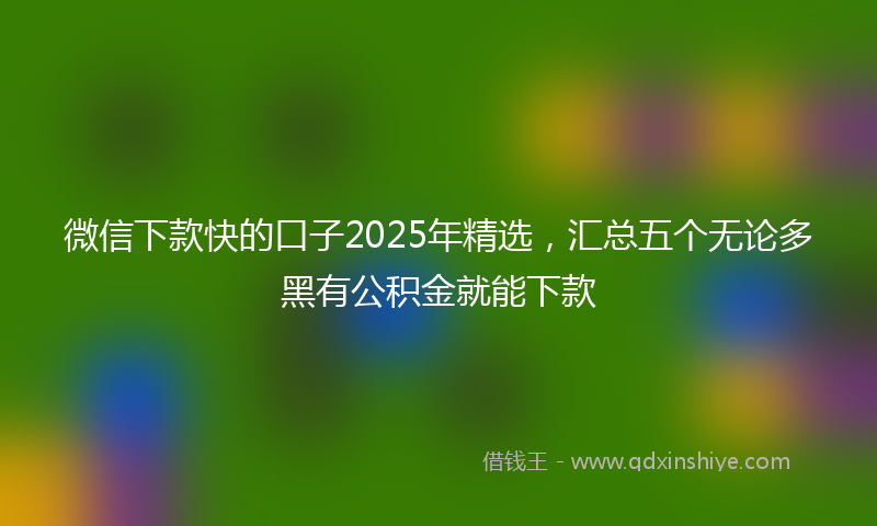 微信下款快的口子2025年精选，汇总五个无论多黑有公积金就能下款