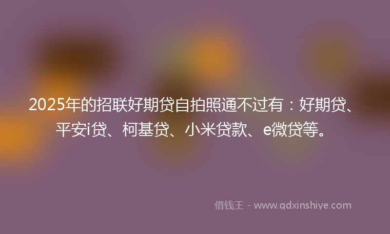 2025年的招联好期贷自拍照通不过有：好期贷、平安i贷、柯基贷、小米贷款、e微贷等。