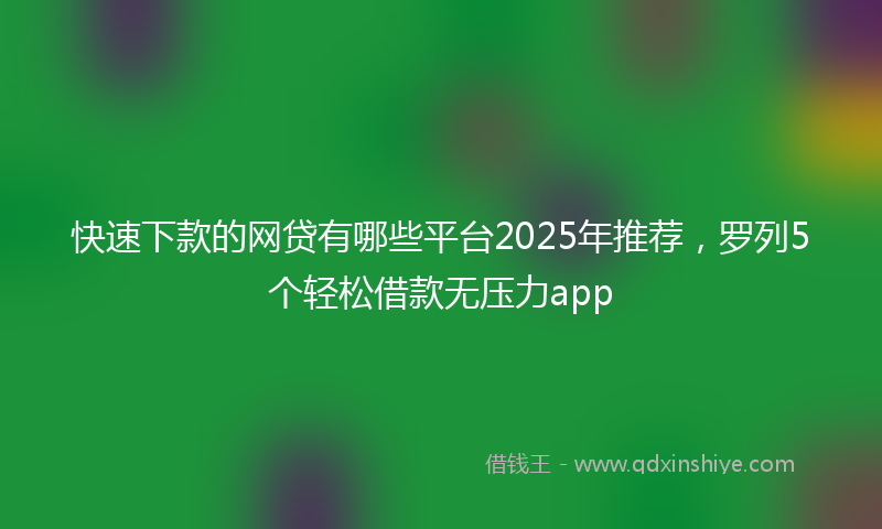 快速下款的网贷有哪些平台2025年推荐，罗列5个轻松借款无压力app