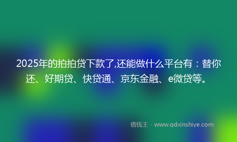 2025年的拍拍贷下款了,还能做什么平台有：替你还、好期贷、快贷通、京东金融、e微贷等。