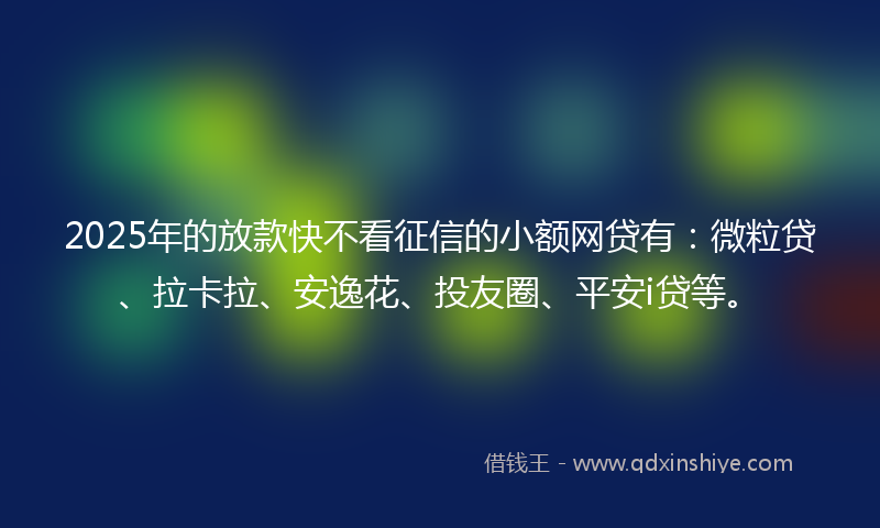 2025年的放款快不看征信的小额网贷有：微粒贷、拉卡拉、安逸花、投友圈、平安i贷等。