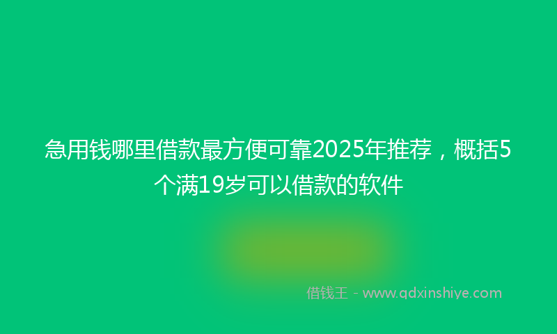 急用钱哪里借款最方便可靠2025年推荐，概括5个满19岁可以借款的软件