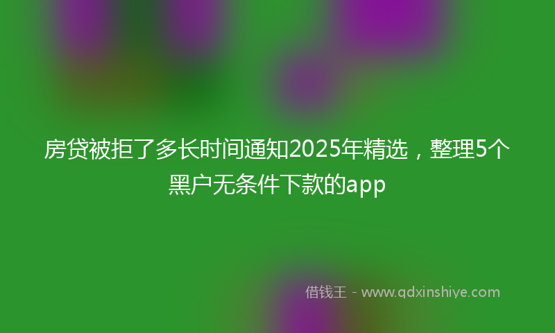 房贷被拒了多长时间通知2025年精选，整理5个黑户无条件下款的app