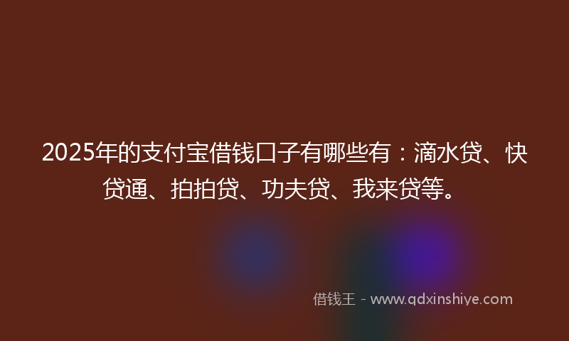 2025年的支付宝借钱口子有哪些有：滴水贷、快贷通、拍拍贷、功夫贷、我来贷等。