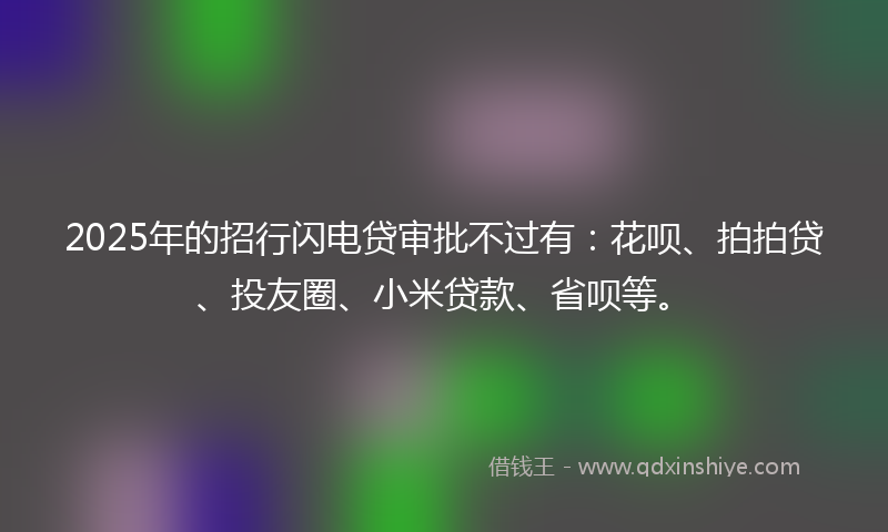 2025年的招行闪电贷审批不过有：花呗、拍拍贷、投友圈、小米贷款、省呗等。
