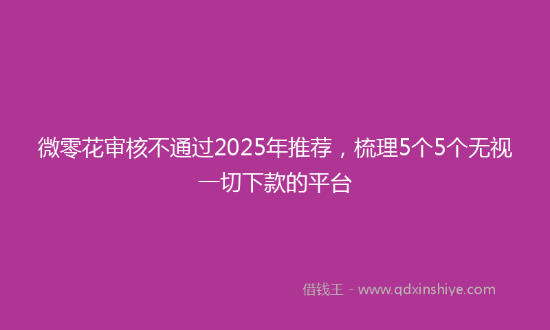 微零花审核不通过2025年推荐，梳理5个5个无视一切下款的平台