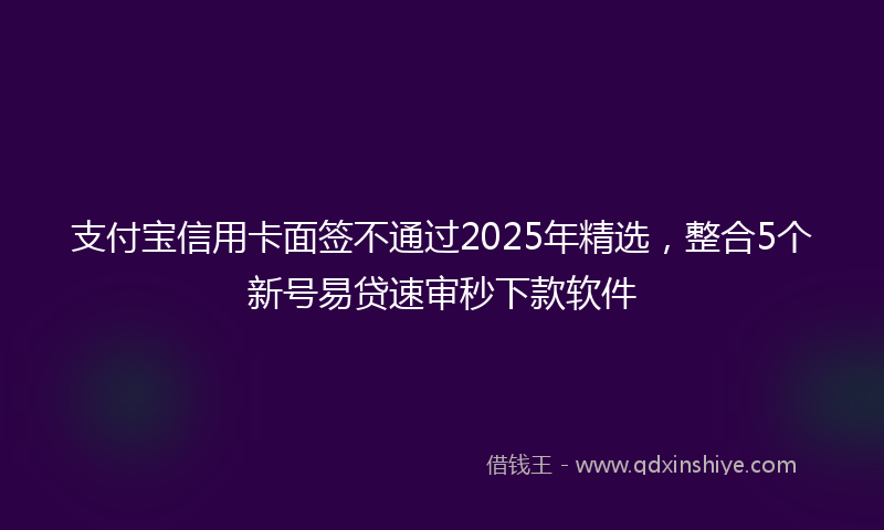 支付宝信用卡面签不通过2025年精选，整合5个新号易贷速审秒下款软件