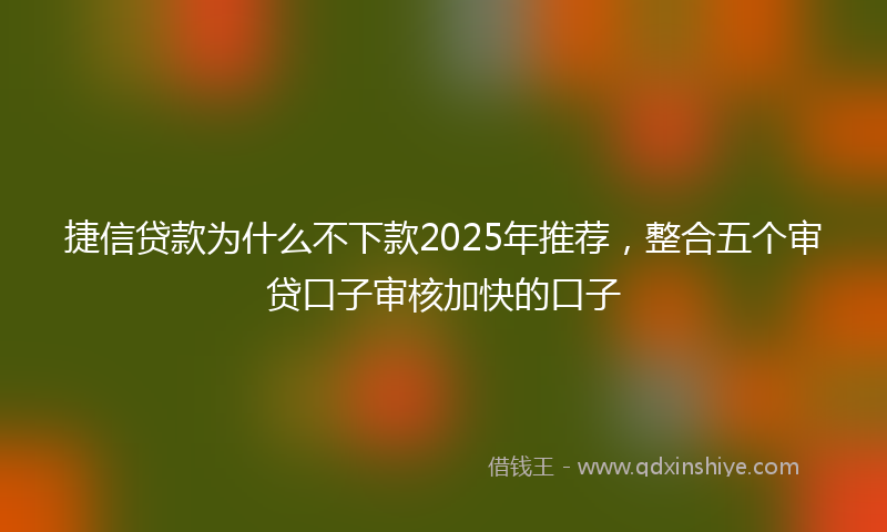 捷信贷款为什么不下款2025年推荐，整合五个审贷口子审核加快的口子