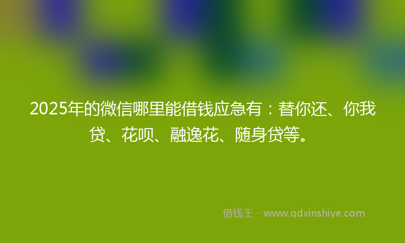 2025年的微信哪里能借钱应急有：替你还、你我贷、花呗、融逸花、随身贷等。