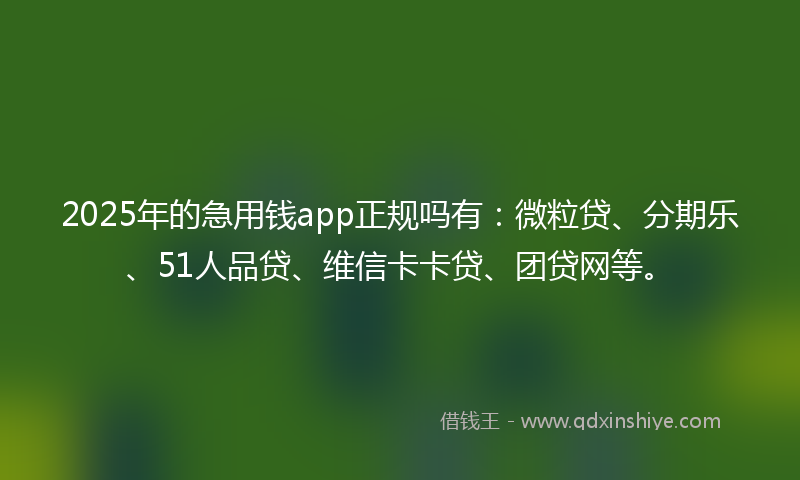 2025年的急用钱app正规吗有：微粒贷、分期乐、51人品贷、维信卡卡贷、团贷网等。