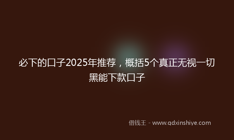 必下的口子2025年推荐，概括5个真正无视一切黑能下款口子