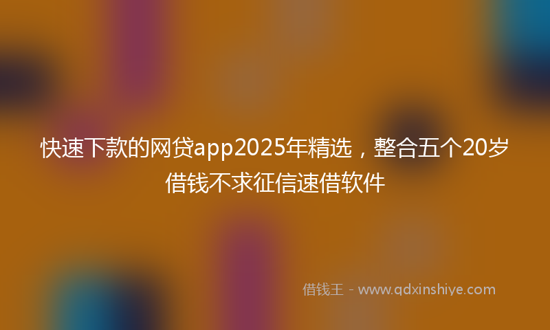 快速下款的网贷app2025年精选，整合五个20岁借钱不求征信速借软件