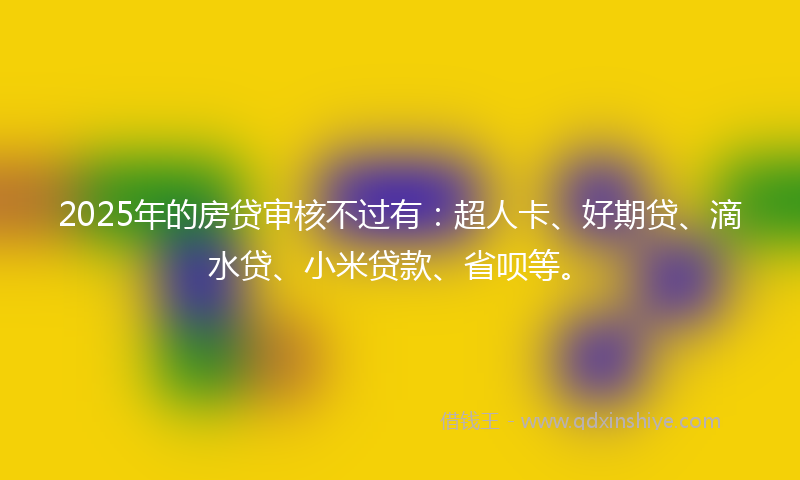 2025年的房贷审核不过有：超人卡、好期贷、滴水贷、小米贷款、省呗等。