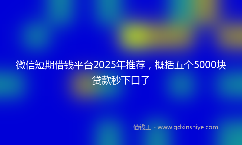 微信短期借钱平台2025年推荐，概括五个5000块贷款秒下口子