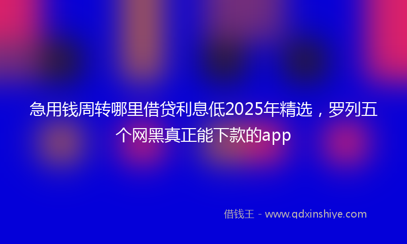 急用钱周转哪里借贷利息低2025年精选，罗列五个网黑真正能下款的app
