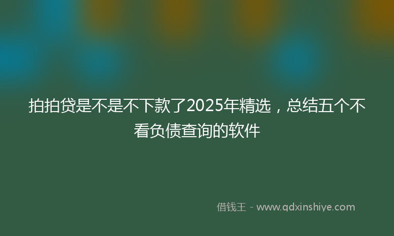 拍拍贷是不是不下款了2025年精选，总结五个不看负债查询的软件