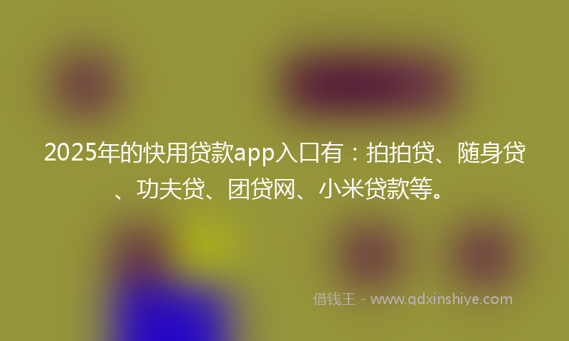 2025年的快用贷款app入口有：拍拍贷、随身贷、功夫贷、团贷网、小米贷款等。
