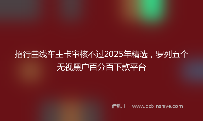 招行曲线车主卡审核不过2025年精选，罗列五个无视黑户百分百下款平台