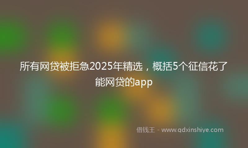 所有网贷被拒急2025年精选，概括5个征信花了能网贷的app