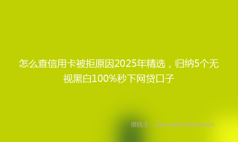 怎么查信用卡被拒原因2025年精选，归纳5个无视黑白100%秒下网贷口子