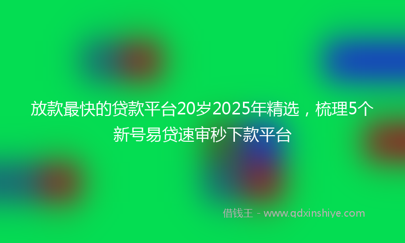 放款最快的贷款平台20岁2025年精选，梳理5个新号易贷速审秒下款平台
