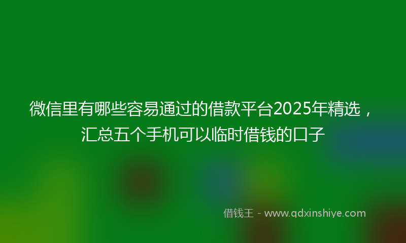 微信里有哪些容易通过的借款平台2025年精选，汇总五个手机可以临时借钱的口子