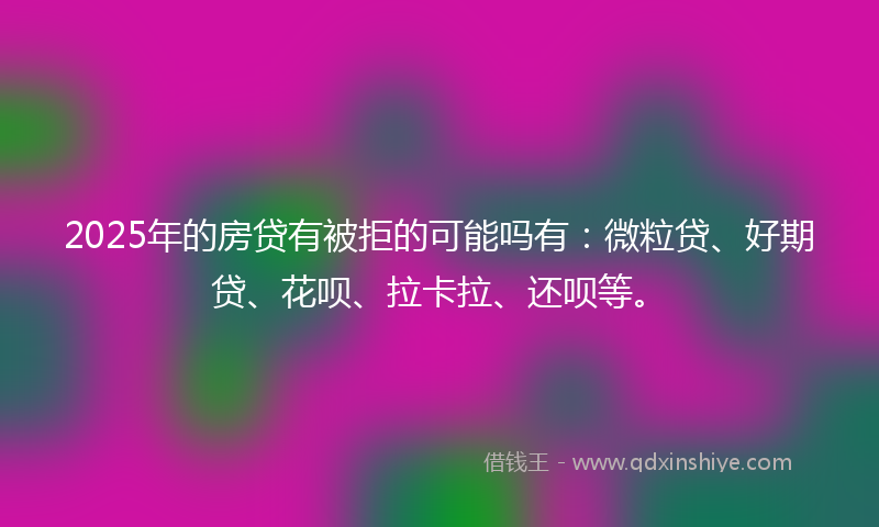 2025年的房贷有被拒的可能吗有：微粒贷、好期贷、花呗、拉卡拉、还呗等。