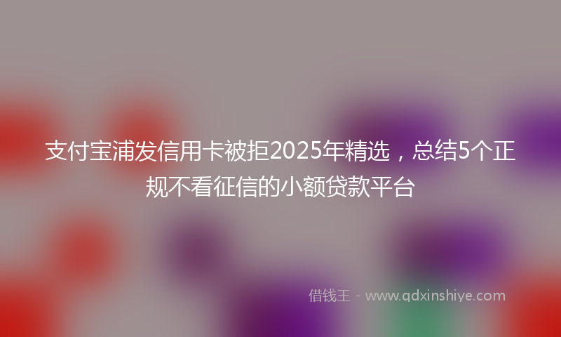 支付宝浦发信用卡被拒2025年精选，总结5个正规不看征信的小额贷款平台