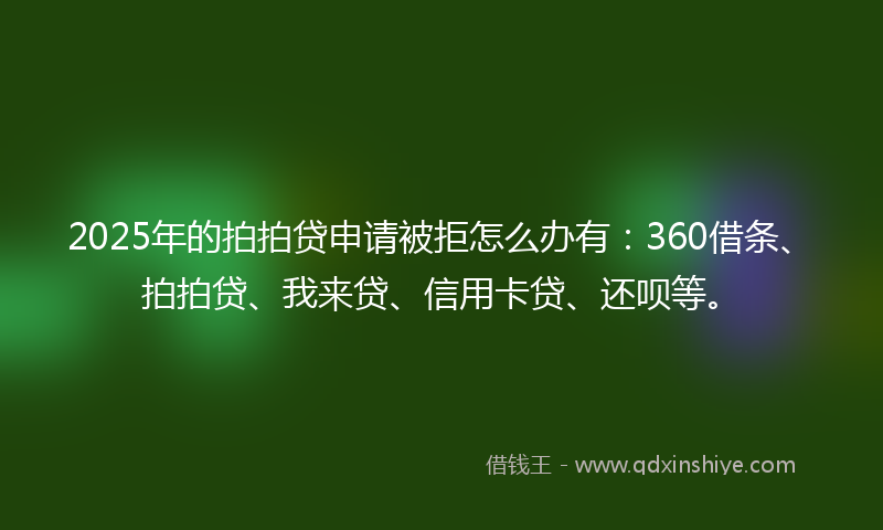 2025年的拍拍贷申请被拒怎么办有：360借条、拍拍贷、我来贷、信用卡贷、还呗等。