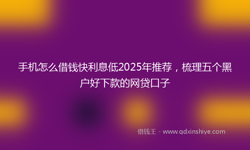 手机怎么借钱快利息低2025年推荐，梳理五个黑户好下款的网贷口子