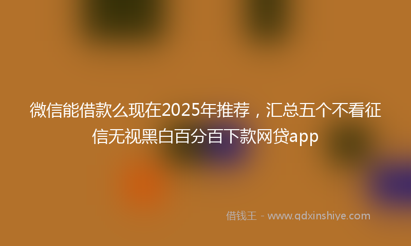 微信能借款么现在2025年推荐，汇总五个不看征信无视黑白百分百下款网贷app