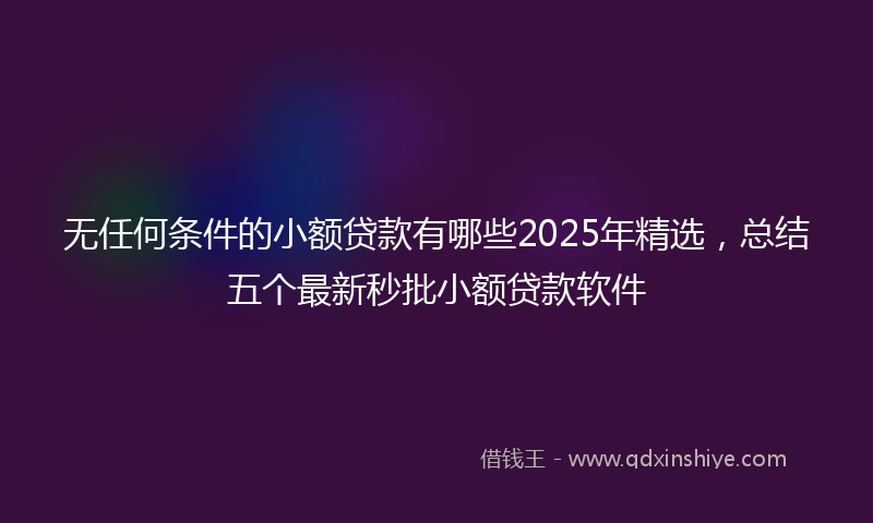 无任何条件的小额贷款有哪些2025年精选，总结五个最新秒批小额贷款软件