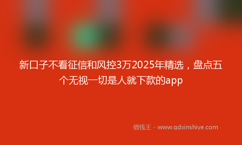 新口子不看征信和风控3万2025年精选，盘点五个无视一切是人就下款的app