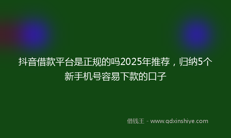 抖音借款平台是正规的吗2025年推荐，归纳5个新手机号容易下款的口子
