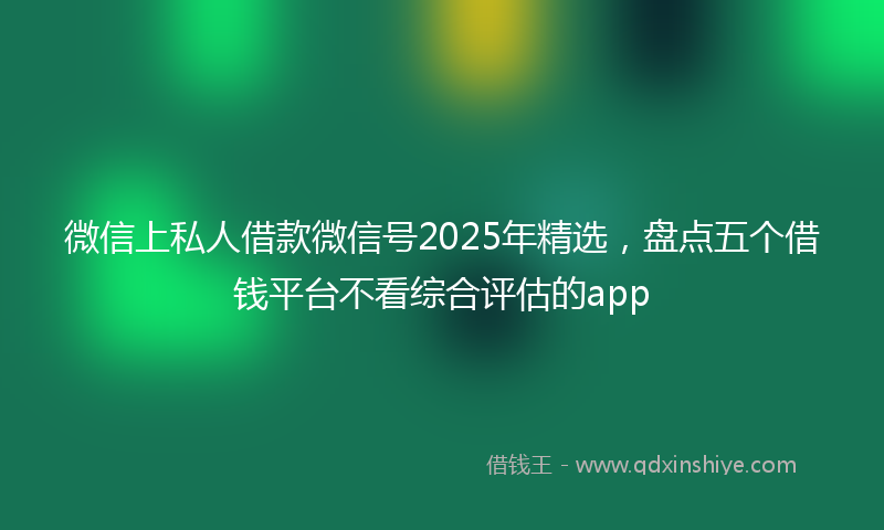 微信上私人借款微信号2025年精选，盘点五个借钱平台不看综合评估的app