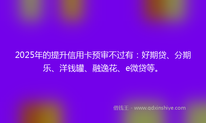 2025年的提升信用卡预审不过有：好期贷、分期乐、洋钱罐、融逸花、e微贷等。