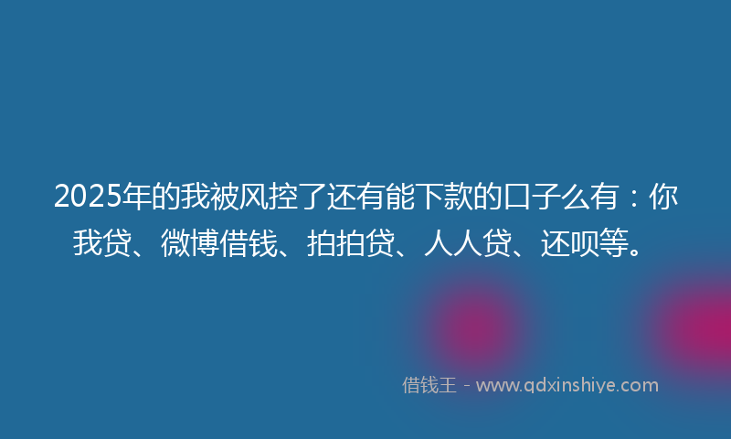 2025年的我被风控了还有能下款的口子么有：你我贷、微博借钱、拍拍贷、人人贷、还呗等。