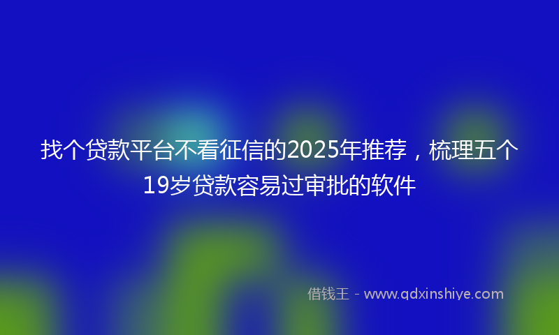 找个贷款平台不看征信的2025年推荐，梳理五个19岁贷款容易过审批的软件