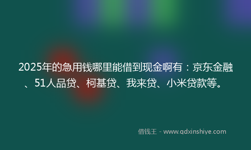 2025年的急用钱哪里能借到现金啊有：京东金融、51人品贷、柯基贷、我来贷、小米贷款等。