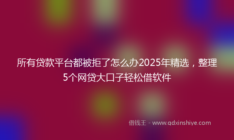 所有贷款平台都被拒了怎么办2025年精选，整理5个网贷大口子轻松借软件