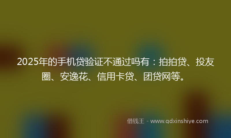 2025年的手机贷验证不通过吗有：拍拍贷、投友圈、安逸花、信用卡贷、团贷网等。