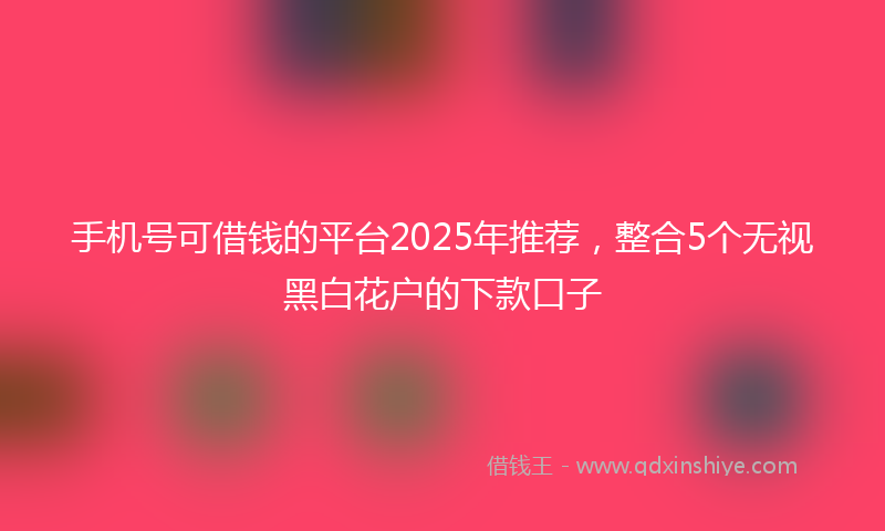 手机号可借钱的平台2025年推荐，整合5个无视黑白花户的下款口子