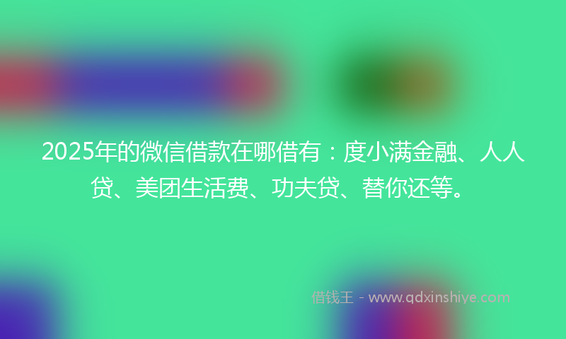 2025年的微信借款在哪借有：度小满金融、人人贷、美团生活费、功夫贷、替你还等。