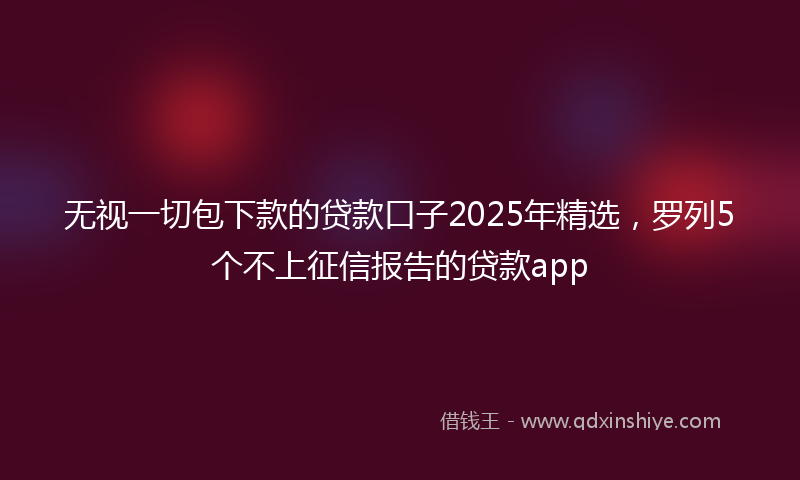 无视一切包下款的贷款口子2025年精选，罗列5个不上征信报告的贷款app