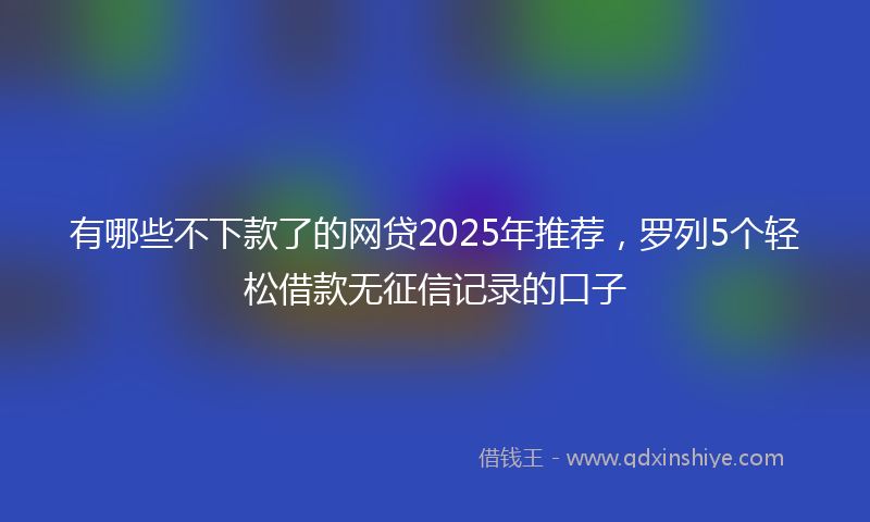 有哪些不下款了的网贷2025年推荐，罗列5个轻松借款无征信记录的口子
