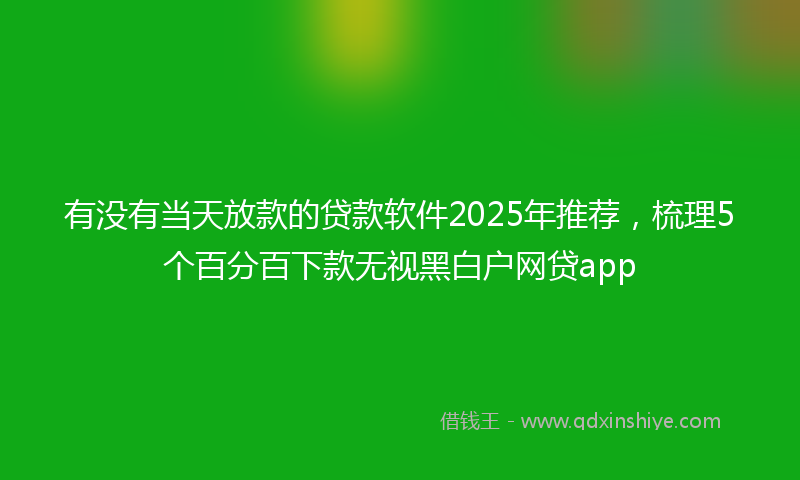 有没有当天放款的贷款软件2025年推荐，梳理5个百分百下款无视黑白户网贷app