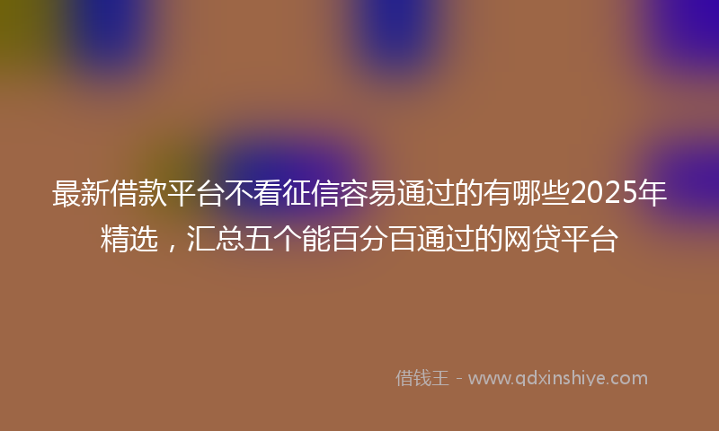 最新借款平台不看征信容易通过的有哪些2025年精选，汇总五个能百分百通过的网贷平台