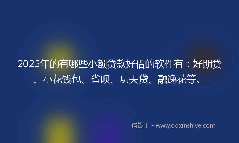 2025年的有哪些小额贷款好借的软件有：好期贷、小花钱包、省呗、功夫贷、融逸花等。